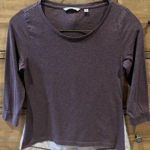 Horny Toad Women's Organic Cotton Merger Tee 3/4 Sleeve Purple Size Small
